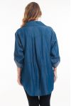 DI GRANDI DIMENSIONI DENIM SHIRT STAMPE 6049 BLU SCURO