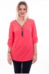 T-SHIRT ZIPPE PERLES 6038 NOIR