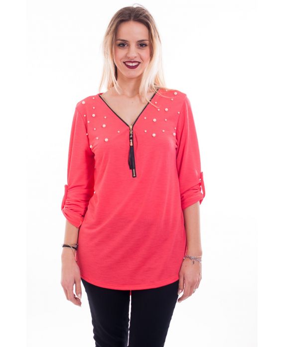 T-SHIRT CREMALLERAS PERLAS 6038 CORAL