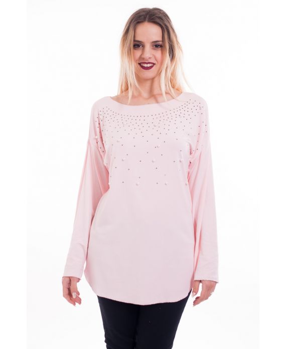 T-SHIRT DE PERLAS 6040 ROSA