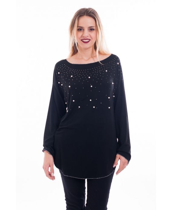 T-SHIRT DE PERLAS 6040 NEGRO