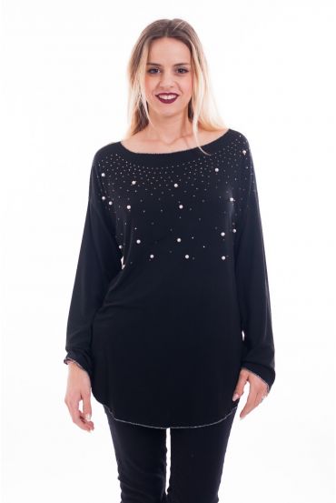 T-SHIRT DE PERLAS 6040 NEGRO