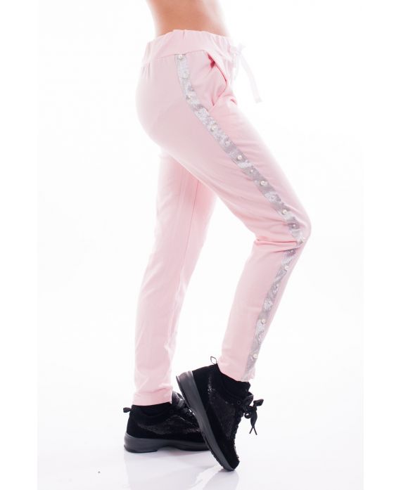 BROEK BAND METALEN KRALEN 7007 ROZE