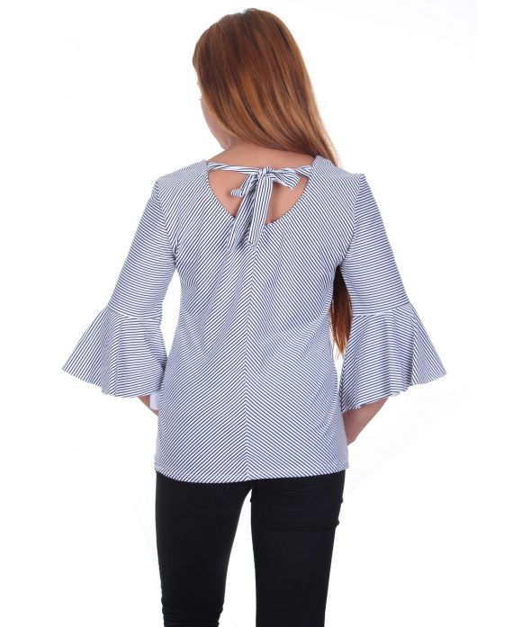 BLOUSE RAYEE TERUG OP TE BOUWEN 5078 ZWART