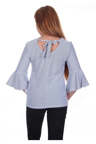 BLOUSE RAYEE DOS A NOUER 5078 NOIR