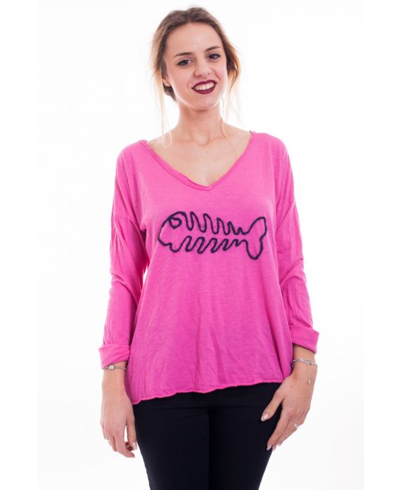 T-SHIRT DE PESCADO 6094 FUSHIA