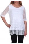 GRANDE TAILLE TUNIQUE MIX MATIERES 6057 BLANC