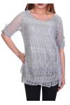 GRANDE TAILLE TUNIQUE MIX MATIERES 6057 GRIS