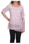 GRANDE TAILLE TUNIQUE MIX MATIERES 6057 ROSE