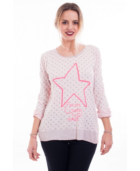 T-SHIRT MIT STERN 9098 PINK