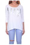 T-SHIRT FLOCAGE 7018 BLANC