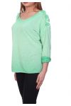 T-SHIRT EPAULES FLEURS 7017 VERT