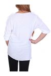 T-SHIRT EPAULES FLEURS 7017 BLANC