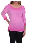 T-SHIRT EPAULES FLEURS 7017 FUSHIA