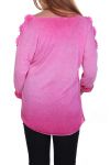 T-SHIRT EPAULES FLEURS 7017 FUSHIA