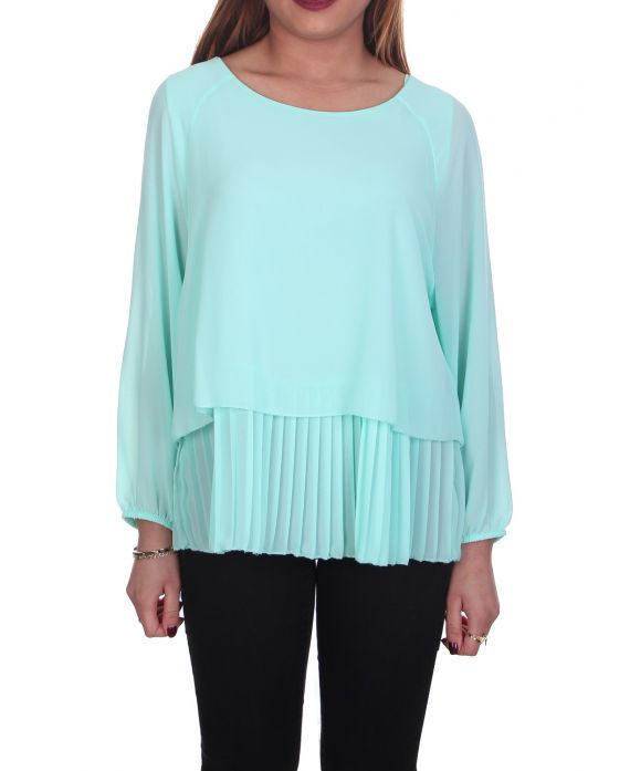 BLOUSE SUPERIMPOSED GREEN PASTEL S9021