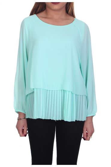 BLOUSE SUPERIMPOSED GREEN PASTEL S9021