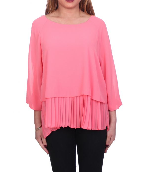 BLOUSE SUPERIMPOSED CORAL S9021