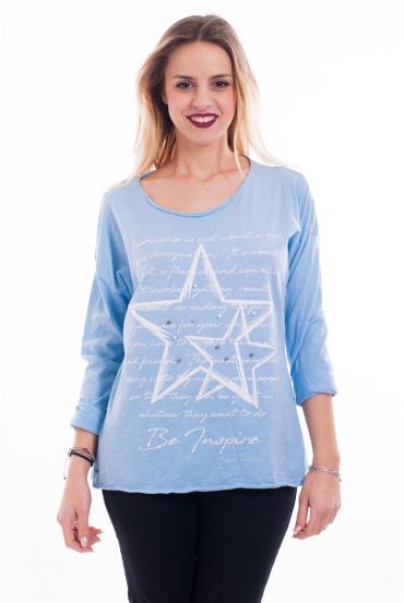 T-SHIRT MIT STERN 7002 BLAU