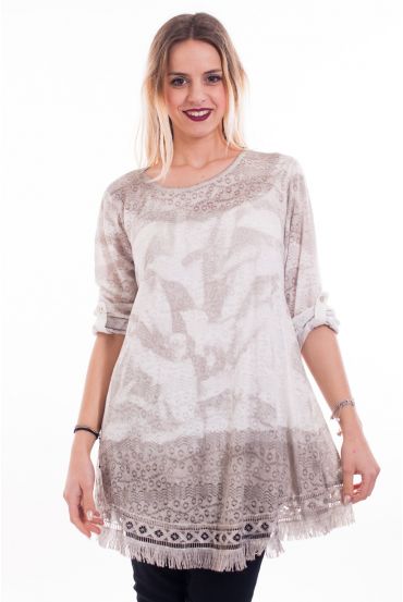 TUNIC BASIC FRINGES 7005 TAUPE