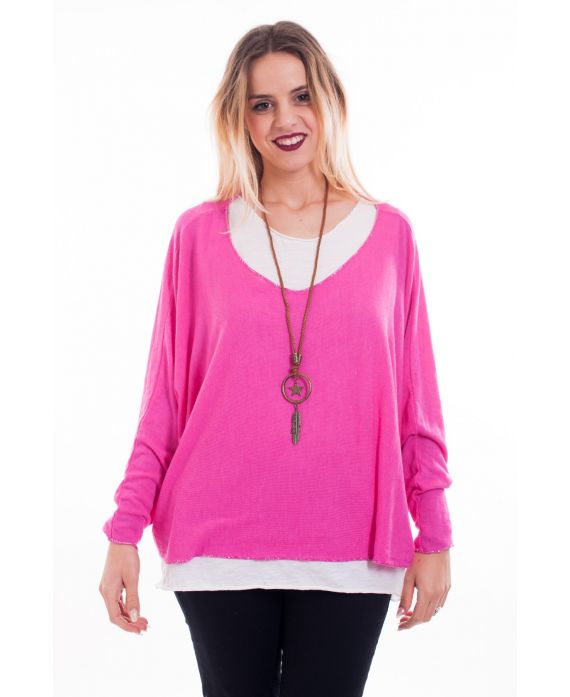 T-SHIRT 2 PEZZI + GIOIELLO 7006 FUSHIA