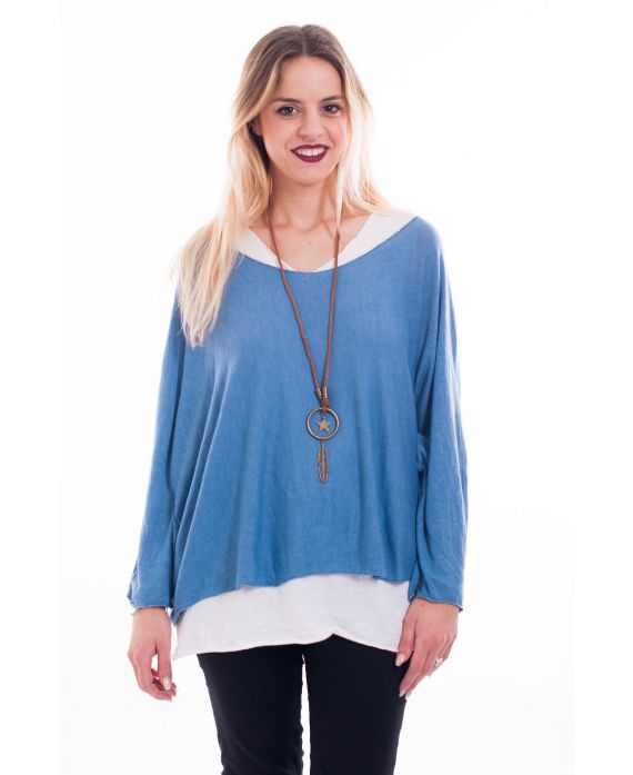 T-SHIRT 2 PEZZI + GIOIELLO 7006 BLU