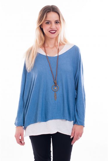 T-SHIRT 2 STUKS + JUWEEL 7006 BLAUW