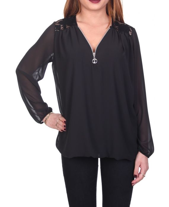 BLOUSE DENTELLE ZIP 5089 NOIR