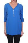 T-SHIRT ZIP POSTERIORE PIZZO C4011 BLU ROYAL