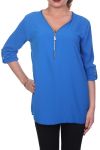 T-SHIRT met een RITS een BACK LACE C4011 ROYAL BLUE