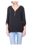 T-SHIRT ZIP POSTERIORE PIZZO C4011 NERO