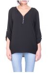 T-SHIRT ZIP POSTERIORE PIZZO C4011 NERO