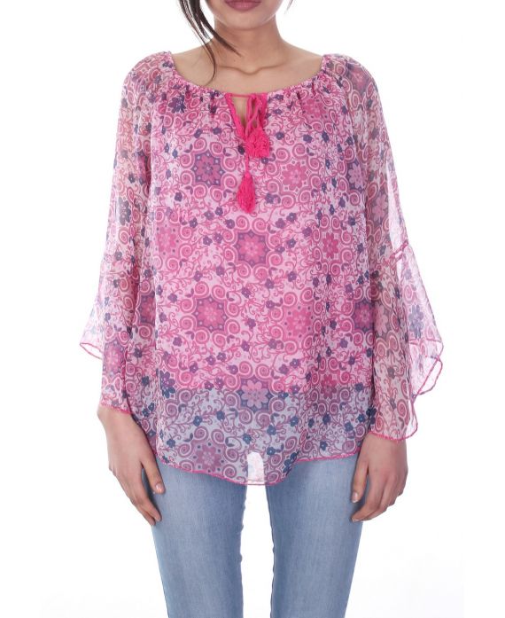 TUNIC CLOAK PRINTED 7022 FUCHSIA