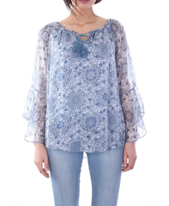 TUNIC CLOAK PRINTED 7022 BLUE