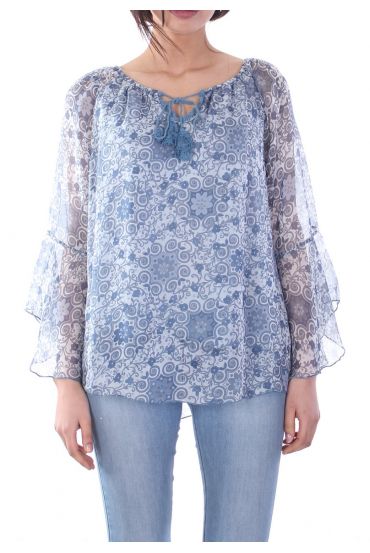 TUNIC CLOAK PRINTED 7022 BLUE