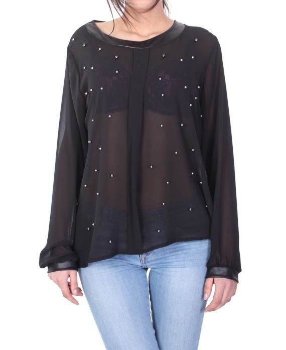 BLOUSE PERLES 7027 NOIR