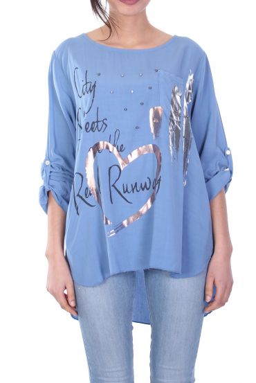 TUNIC FLOCKING CLOUTEE 7031 BLUE