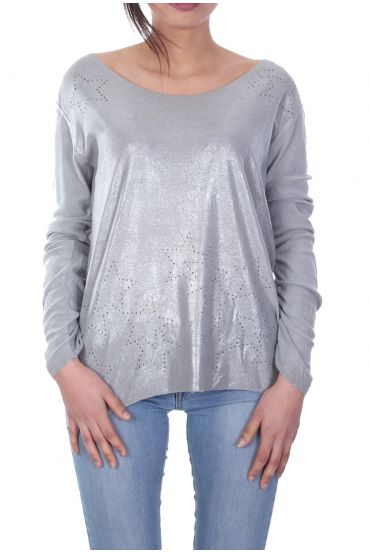 T-SHIRT MIT STERN-EFFEKT METALISE 7033 GRAU