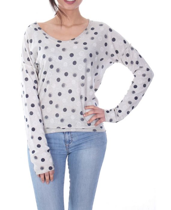 T-SHIRT A POIS EFFETTO METALISE 7034 BEIGE