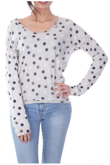 T-SHIRT POIS EFFET METALISE 7034 BEIGE