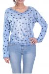 T-SHIRT POIS EFFET METALISE 7034 BLEU