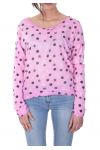 T-SHIRT A POIS EFFETTO METALISE 7034 FUSHIA