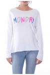 T-SHIRT MIT " MONDAY 7035 WEIß