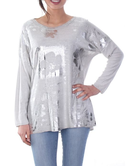 T-SHIRT TREFLE EFFET METALISE 7036 GRIS