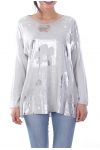 T-SHIRT TREFLE EFFET METALISE 7036 GRIS