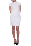 ROBE COL CLAUDINE PERLES 7025 BLANC