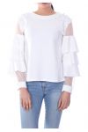 BLOUSE A VOLANTS PERLES 7026 BLANC