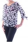 TOP IMPRIME FLEURS 7038 BLANC