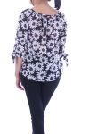 TOP IMPRIME FLEURS 7038 BLANC