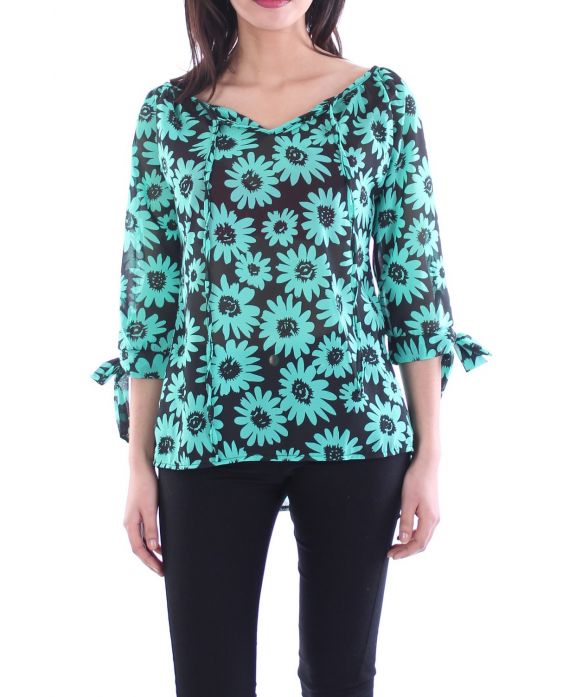 TOP IMPRIME FLEURS 7038 VERT